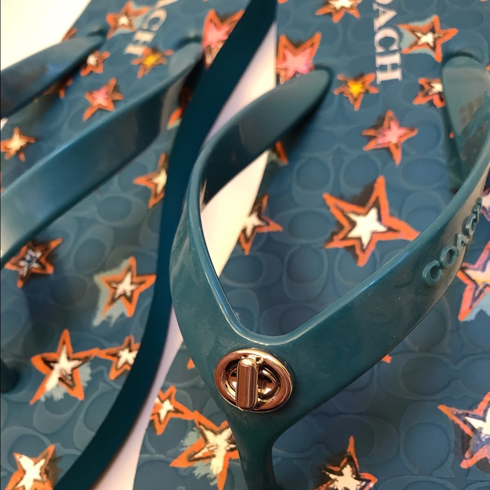 Coach Abigail Denim blue Star flip flops